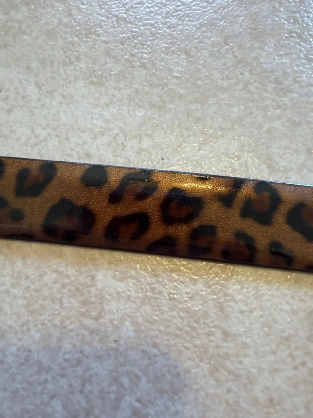 Leopard Print Women's Leather Belt - Brown